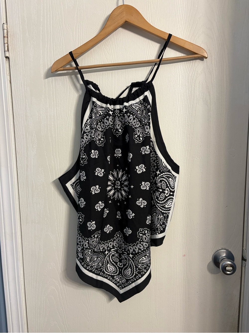 Black Bandana Print Halter Camisole